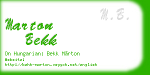 marton bekk business card